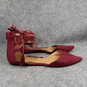 Qupid Shoes Women 8 Flats D'Orsay Pointy Toe Ankle Strap Heel Zip Fashion Career